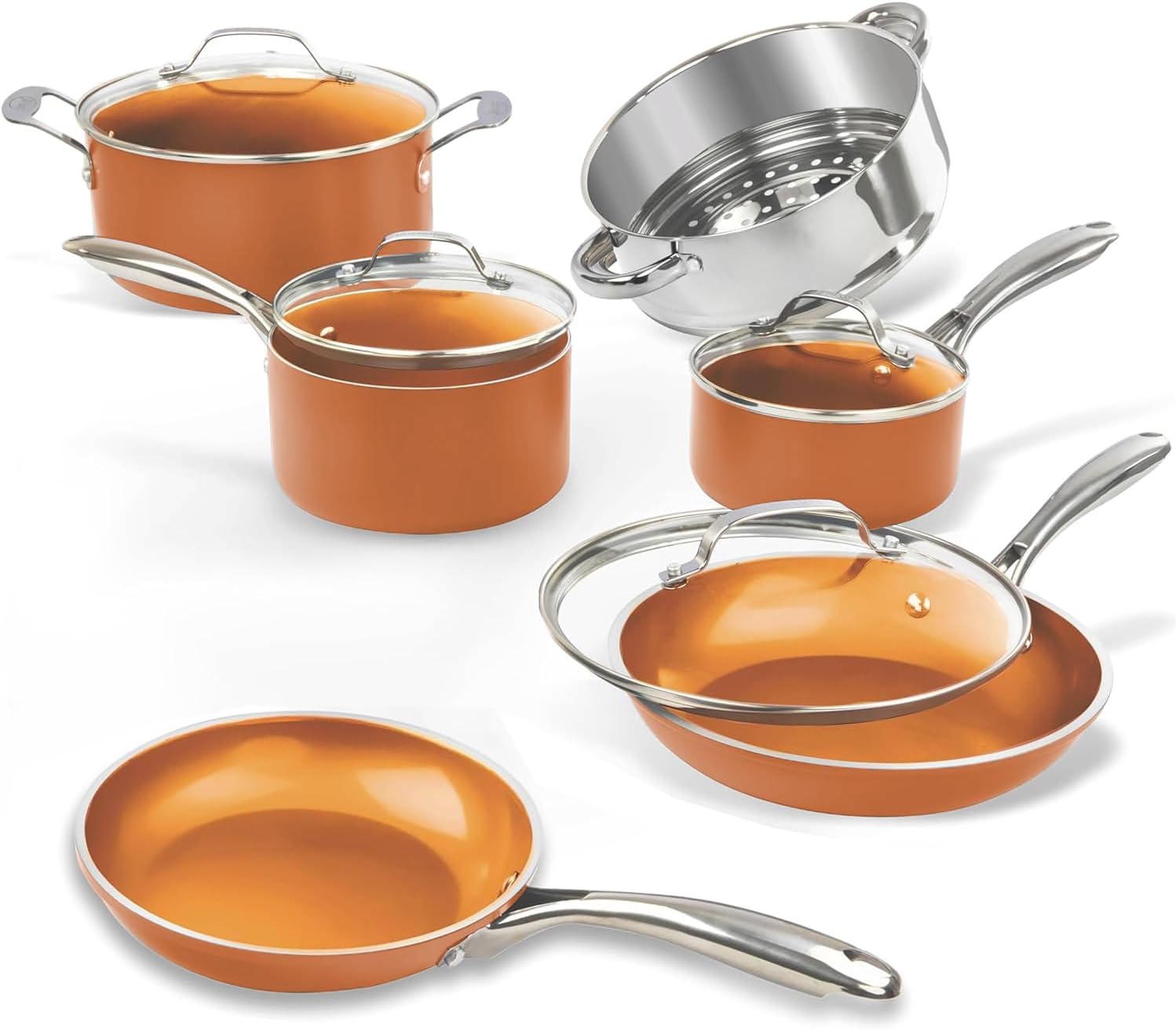 Koeay 10 Pc Ceramic Pots and Pans Set Non Stick Cookware Set with Ultra Nonstick Ceramic Coating by Chef Daniel Green, 100% PFOA Free, Stay Cool Handles, Dishwasher and Oven Safe - 2026 Edition