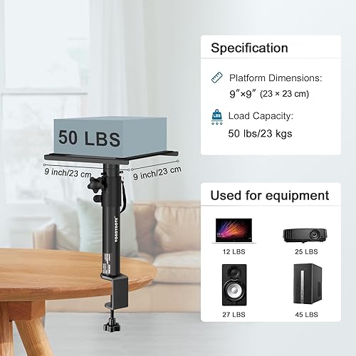 Miniatura 6 de Vondynote Juego de 2 soportes para monitor de estudio, soportes para altavoces de escritorio con abrazadera de escritorio