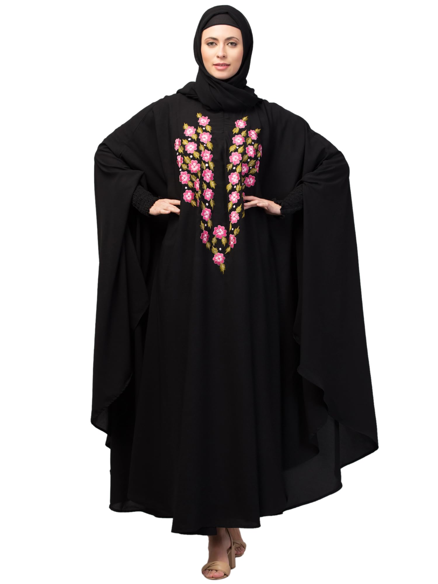 Smoking Sleeve Resham Embroidery Irani Kaftan/Burqa/Naqab-image-46