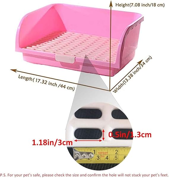 Oncpcare Super Large Rabbit Litter Box, Small Animal Restroom Square Bunny Litter Box Guinea Pig Litter Tray Pet Toilet Chinchilla Potty Trainer (Beige)