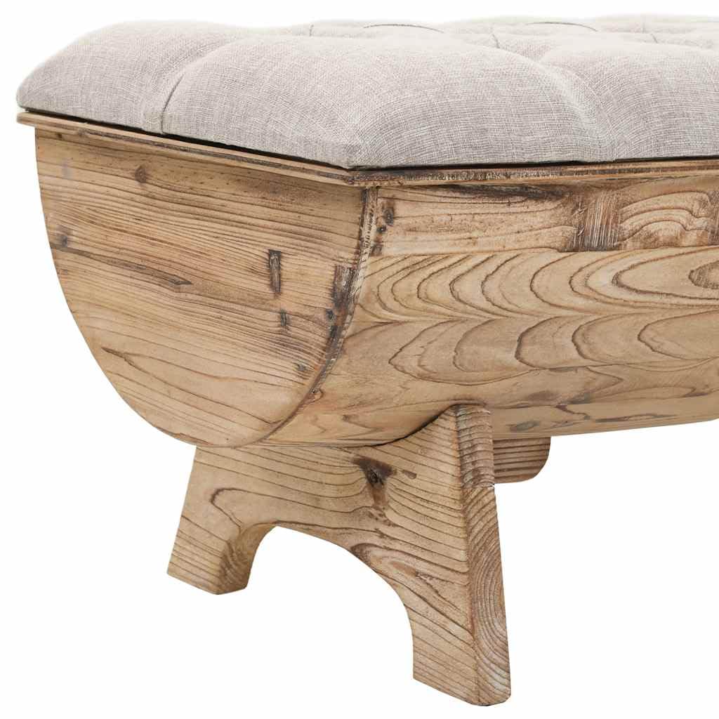 vidaXL BancoAlmacenamiento 103x51x44 cm Tela Asiento Armario Madera Maciza