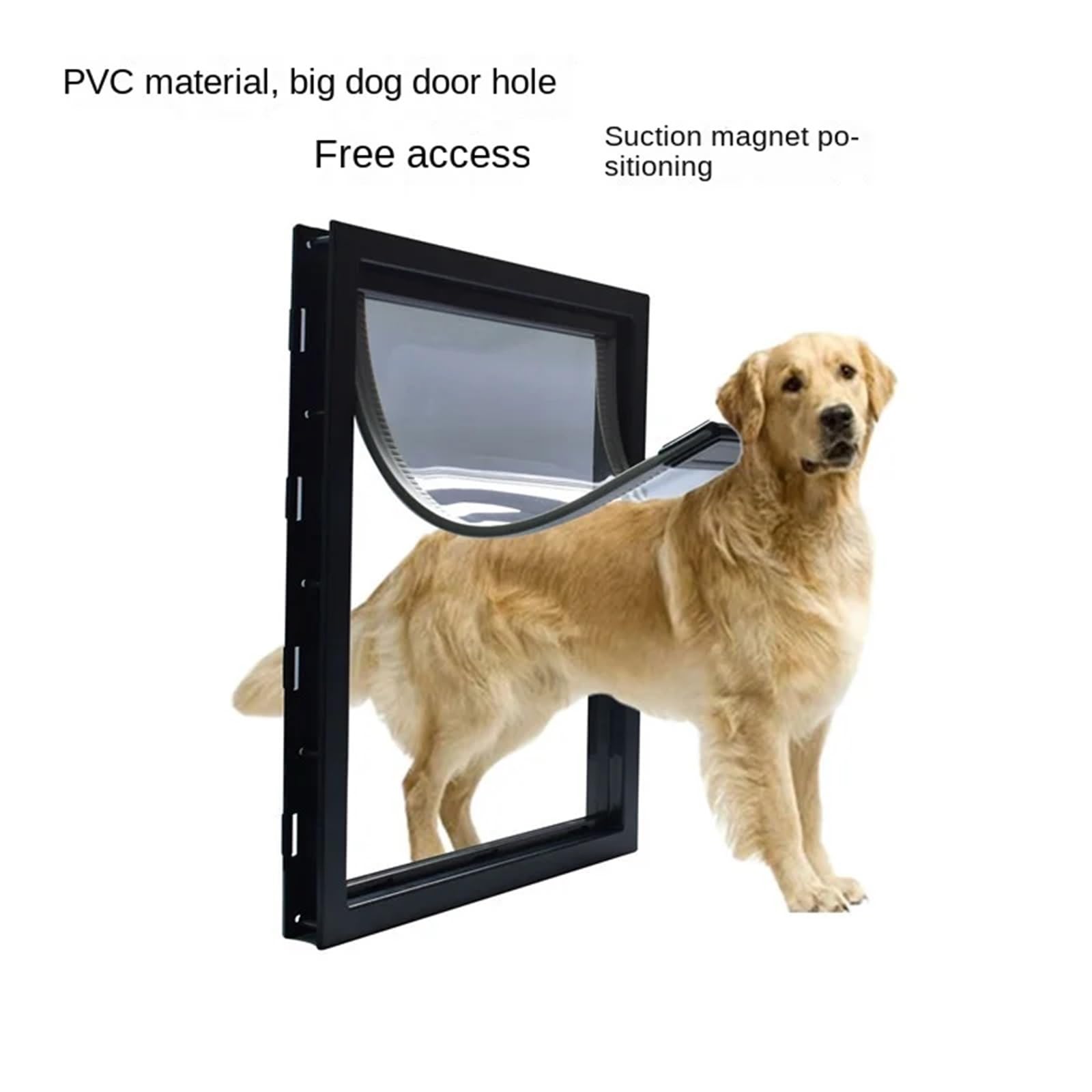 Porta per cani extra large in PVC per un facile accesso a cani e gatti, resistente porta nera per animali domestici (37,2 x 24 x 5 cm) - ideale per uso interno ed esterno sicuro e comodo ingresso