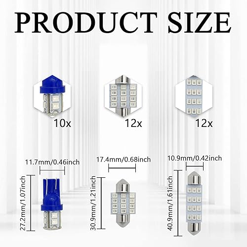 Miniatura 2 de tobenbone Juego de 24 bombillas LED para automóvil, T10 de 1.220 in y 1.614 in, bombillas de repuesto para interiores de automóvil, luces de mapa,
