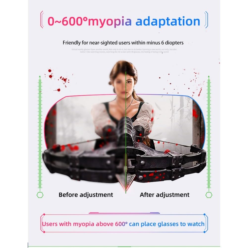 Immersive VR Occhiali per Smartphone, Occhiali 3D Realtà Virtuale Compatibile con iOS e Android, Design Ergonomico ABS per Giochi e Film, Controller Incluso, Bianco