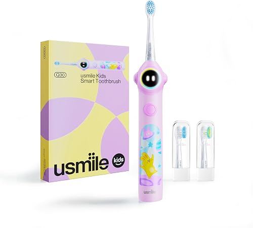 usmile Q30 Kids Smart Toothbrush, Voice-Guided Coaching, Ages 3-8 (Purple)