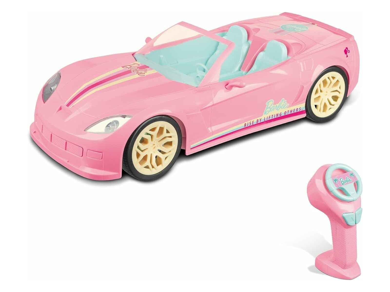 Mondo Motors - Edición Limitada - Mattel Barbie Dream Car Cabrio Glamour - Coche Coche teledirigido para niños de Barbie - Dos plazas - Detalles realistas - Color Rosa - 63759
