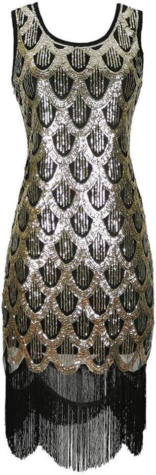 Grouptap1920s golden gatsby flapper art deco sequin sparkly fancy dress for 1920 women paisley vintage cocktail party