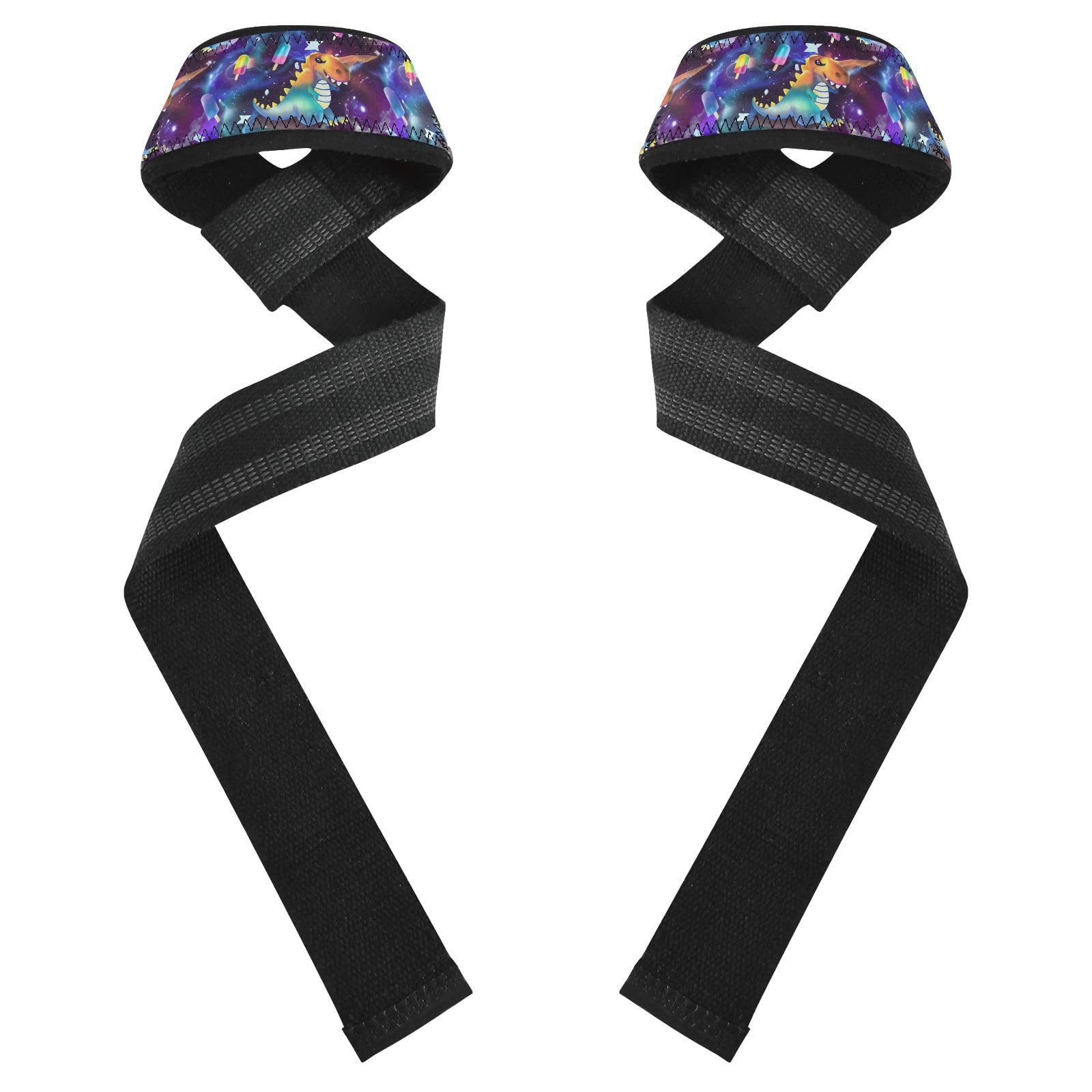 STAYTOP Cute Cartoon Dinosaur Wrist Straps for Weightlifting,Lifting Straps with Neoprene Cushioned Wrist Padded and Anti-Skid Silicone for Strength Training,Bodybuilding,Deadlifting
