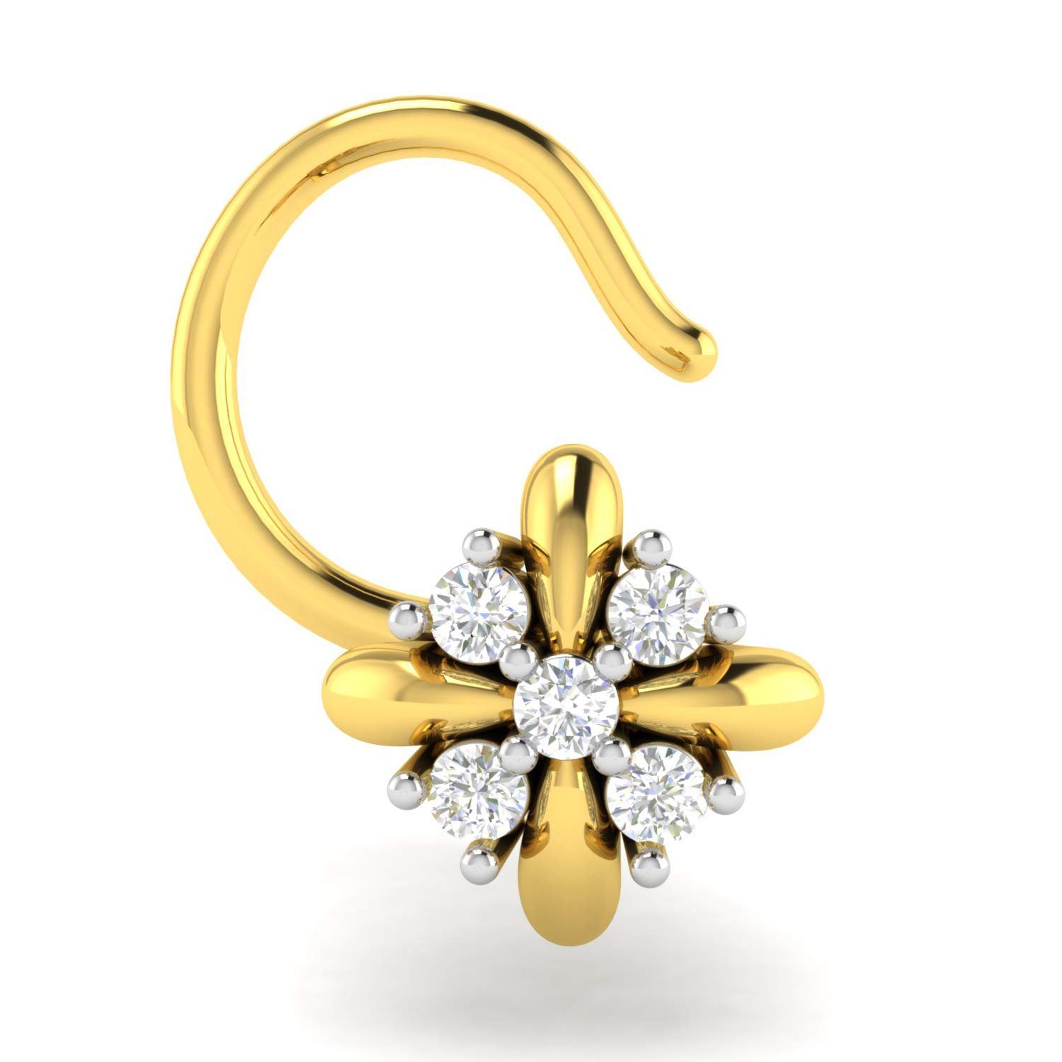 18KT Yellow Gold and Diamond Nose Ring for Women