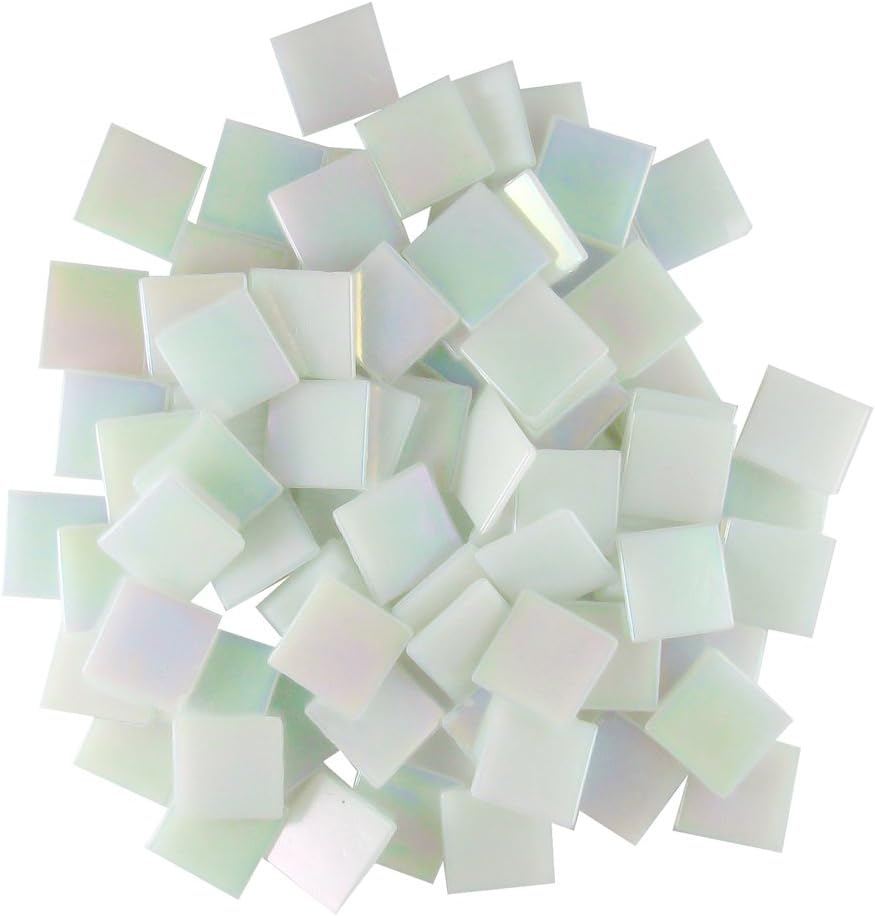Jennifer's Mosaics White 3/4-Inch Iridized Venetian Style Glass Mosaic Tile, 8-Ounce (T299 8 OZ)