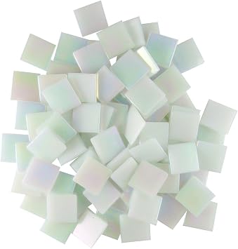 Jennifers Mosaics White 3/4-Inch Iridized Venetian Style Glass Mosaic Tile, 8-Ounce T299 8 OZ