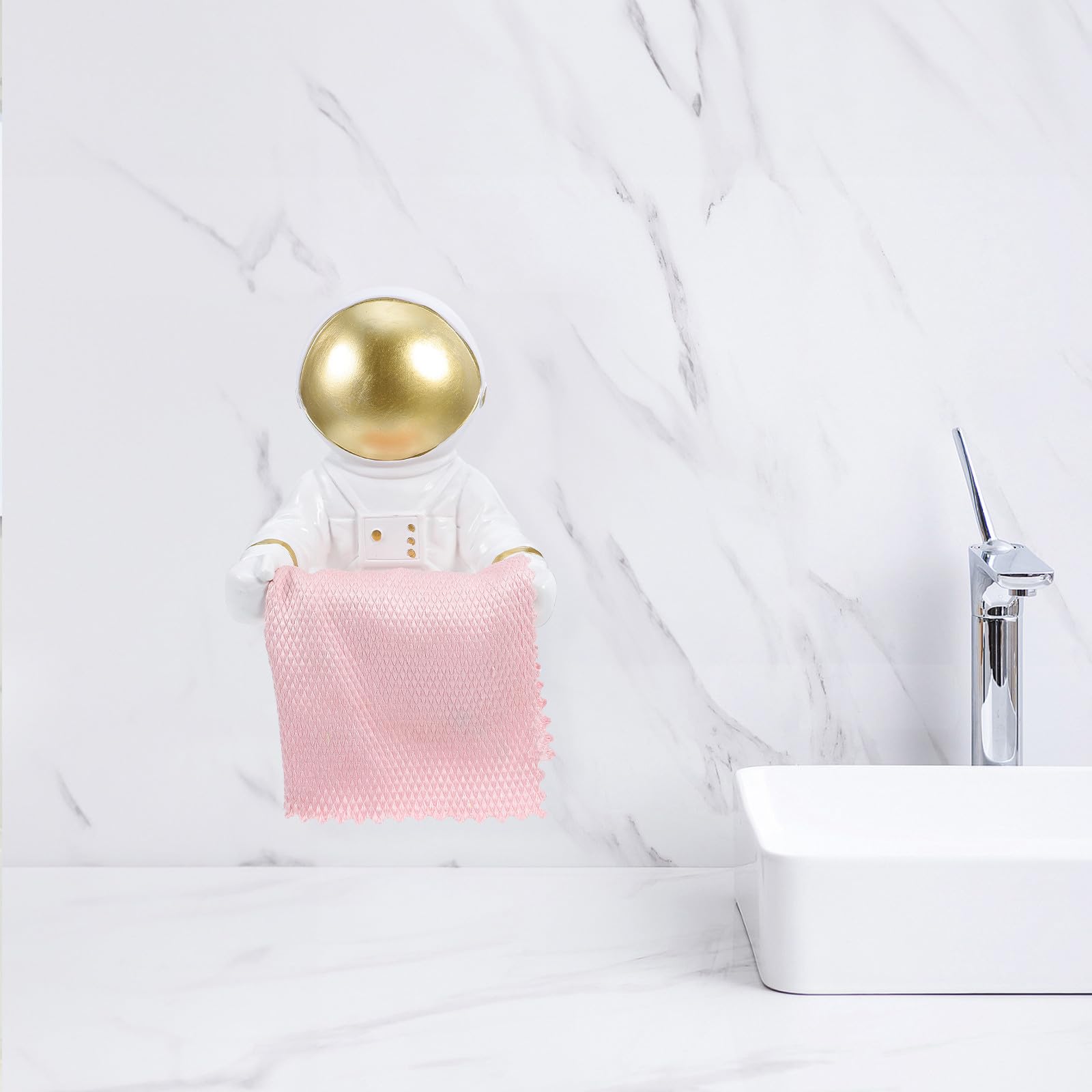 Ciieeo Portarotolo di Carta Igienica Astronauta in Resina da Parete Design Statua Originale per Bagno e Cucina Organizer per Pezzi di Carta e Asciugamani Casa e Ufficio