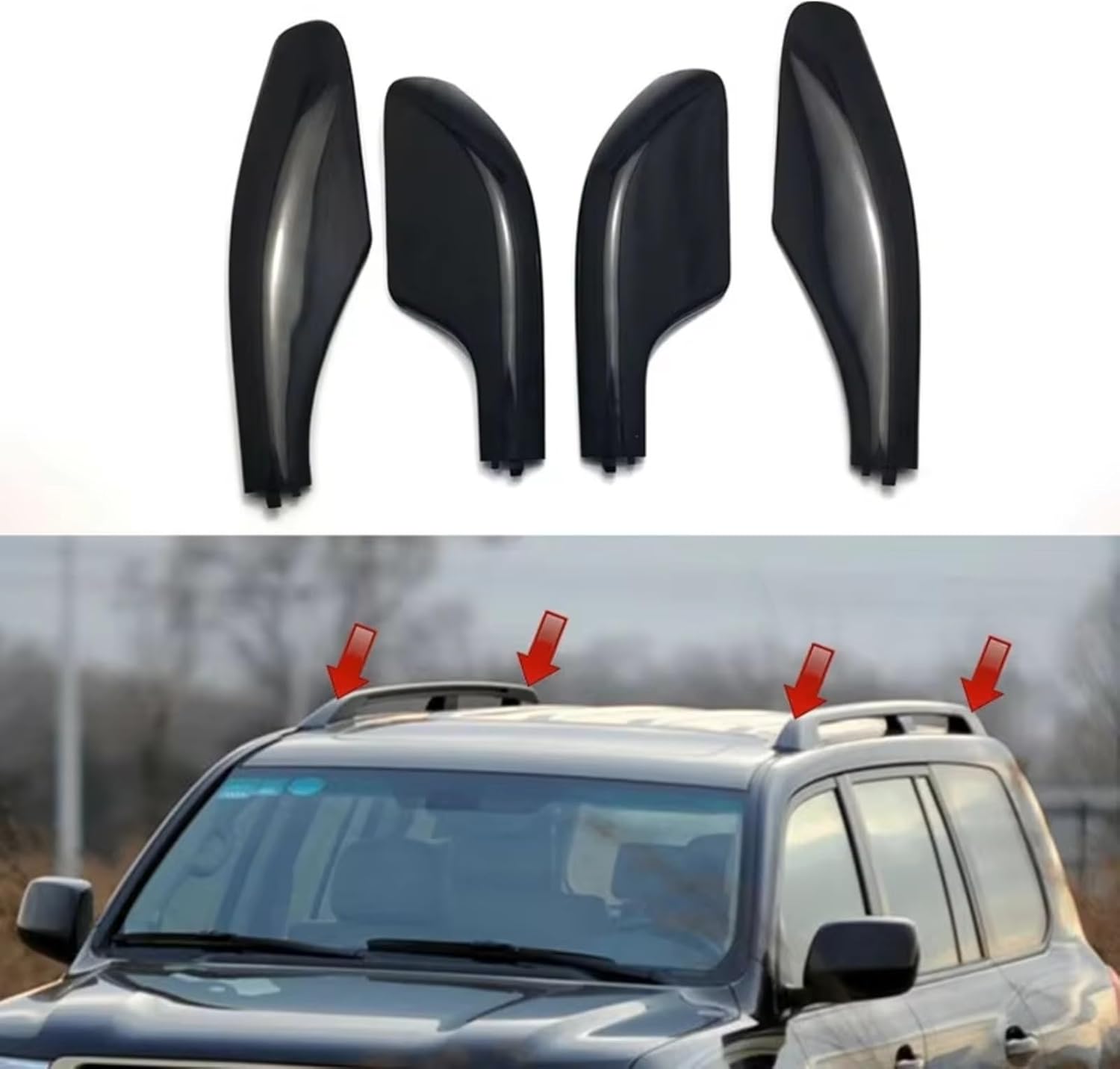 Roof Rail Rack End Cap Shell for Toyota for Land for Cruiser Lc100 for Lx470 1998-2007 Roof Rack Cover Luggage Racks Rail Shell Replacement Parts