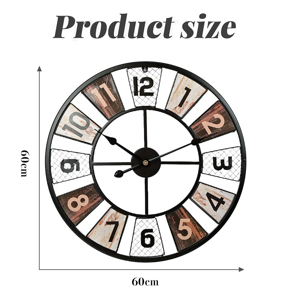 Silent Antique Farmhouse Zegar ścienny Z Cyframi 3D, Nowoczesna Dekoracja Domu, Rustykalny Vintage W Trudnej Sytuacji Brązowy Zegar Kuchenny Do Wystroju Domu 24 -calowy