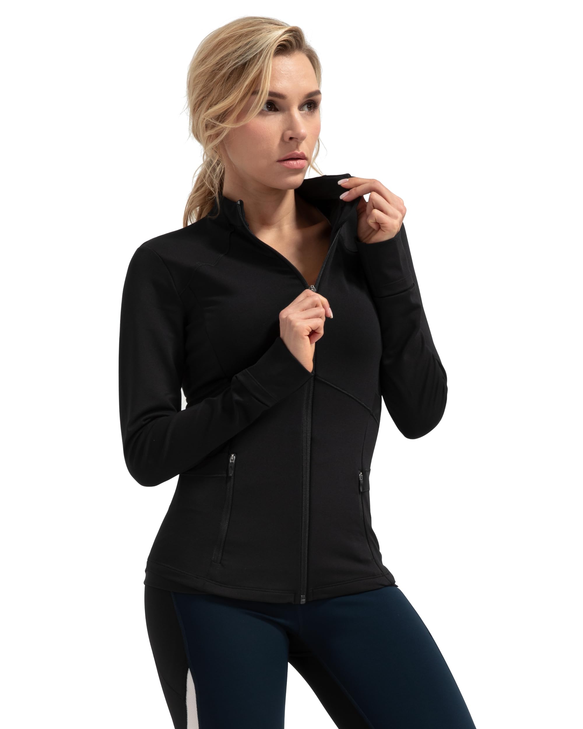 QUEENIEKEWomen's Sports Jacket Slim Fit Running Jacket Cottony-Soft Handfeel 60927