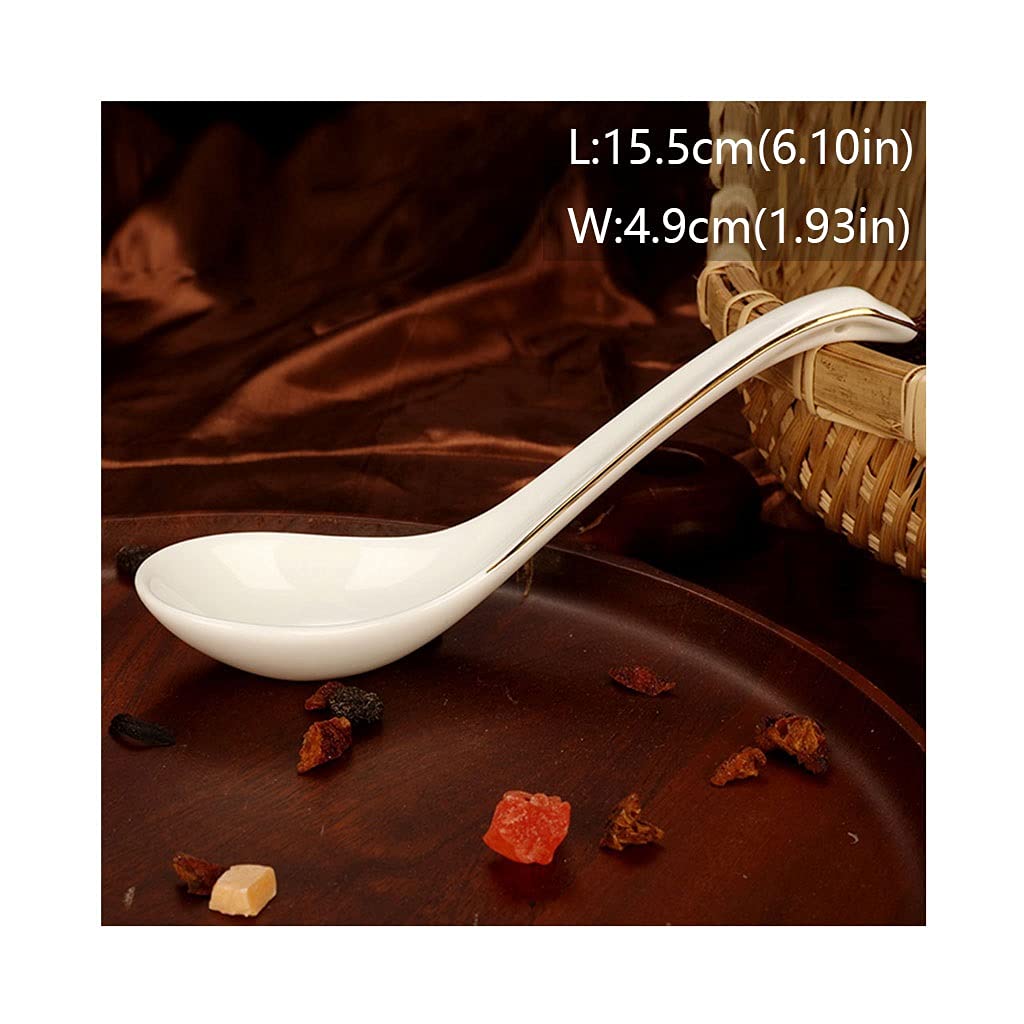 Cucharas de té Cuchara de Porcelana Cuchara sopera Cuchara de cerámica Cuchara para profundizar Cuchara para Remover café en la Nieve Cuchara de Postre para Pastel C(F-6 Pieces)