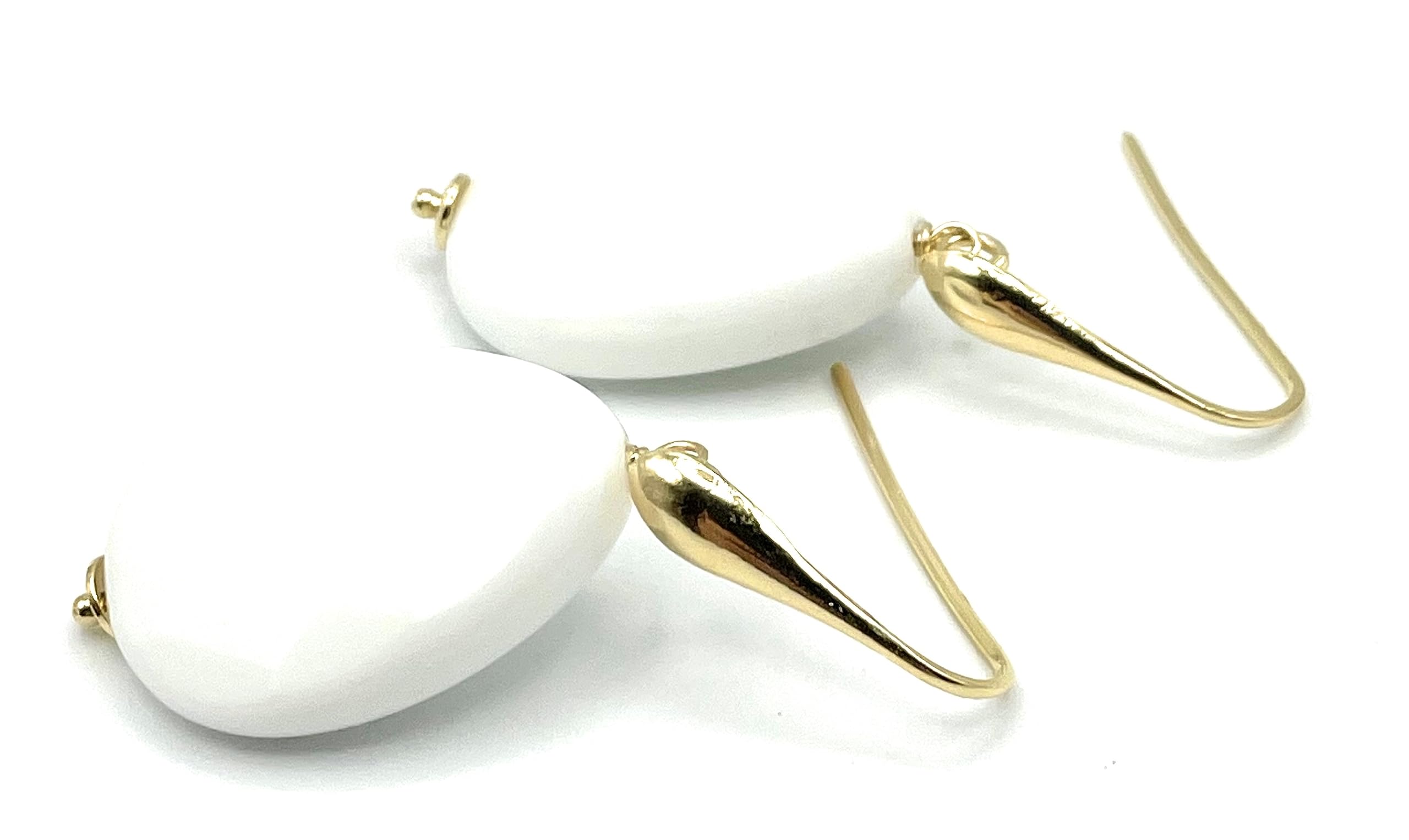 Orecchini con Gocce di Agata Bianca e Argento Dorato Italiano, Pendenti Pietre Dure Naturali, Bijoux Made in Italy, Regalo per Lei