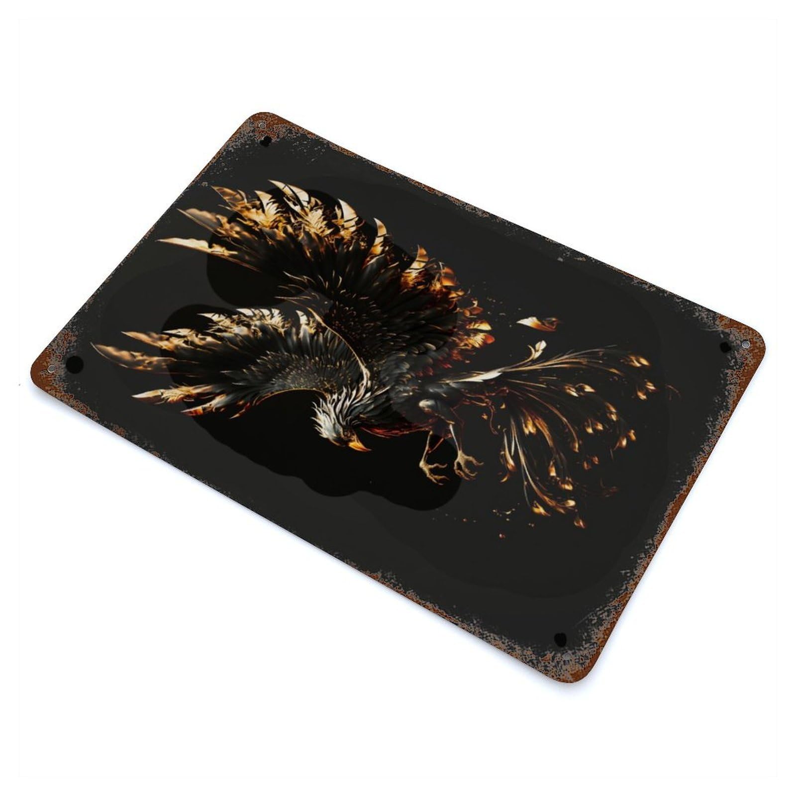 Phoenix Black Gold Decorative Tin Sign 11.8"x7.9", Industrial Home Decor for Garage, Pub Or Kitchen