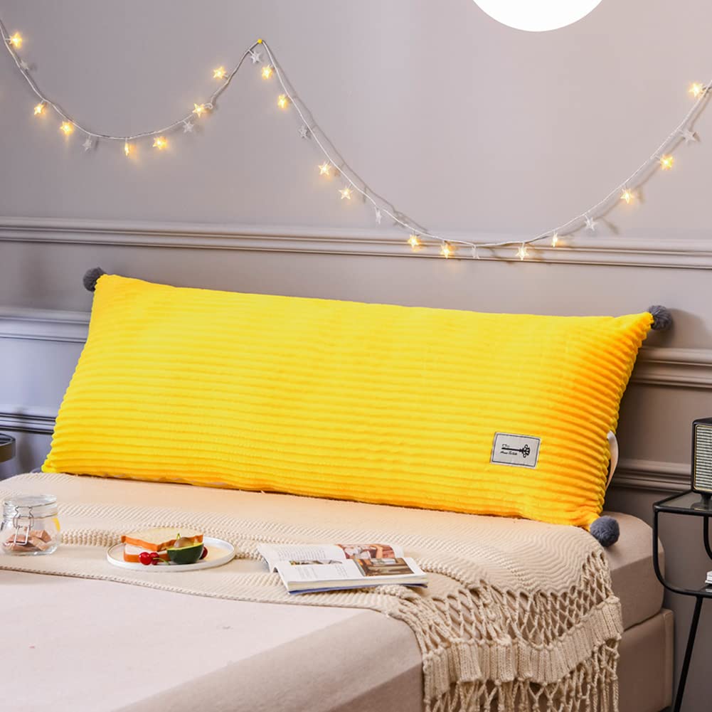 Yur Yellow Non-Slip Bedside Backrest Headboard Cushion For Bed/Sofa/Couch With Fixing Ties,Tatami Back Bolster Support Reading Pillow,Removable Cover