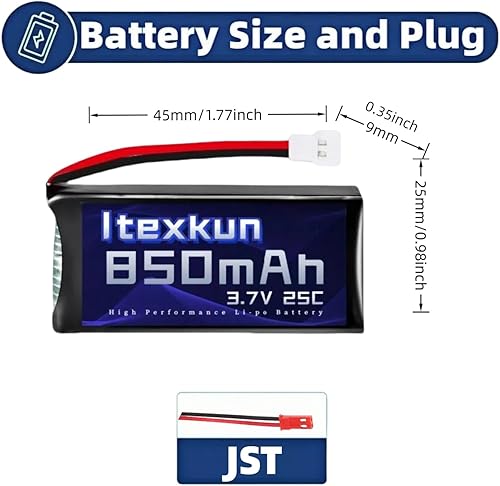 Miniatura 2 de 2 unids 3.7 V 850 mAh 20C 902540 batería recargable Lipo con cargador USB para Syma X5 X5C X5SW X5SC Hengqi 905 Cheerson CX-30 Skytech M68 RC