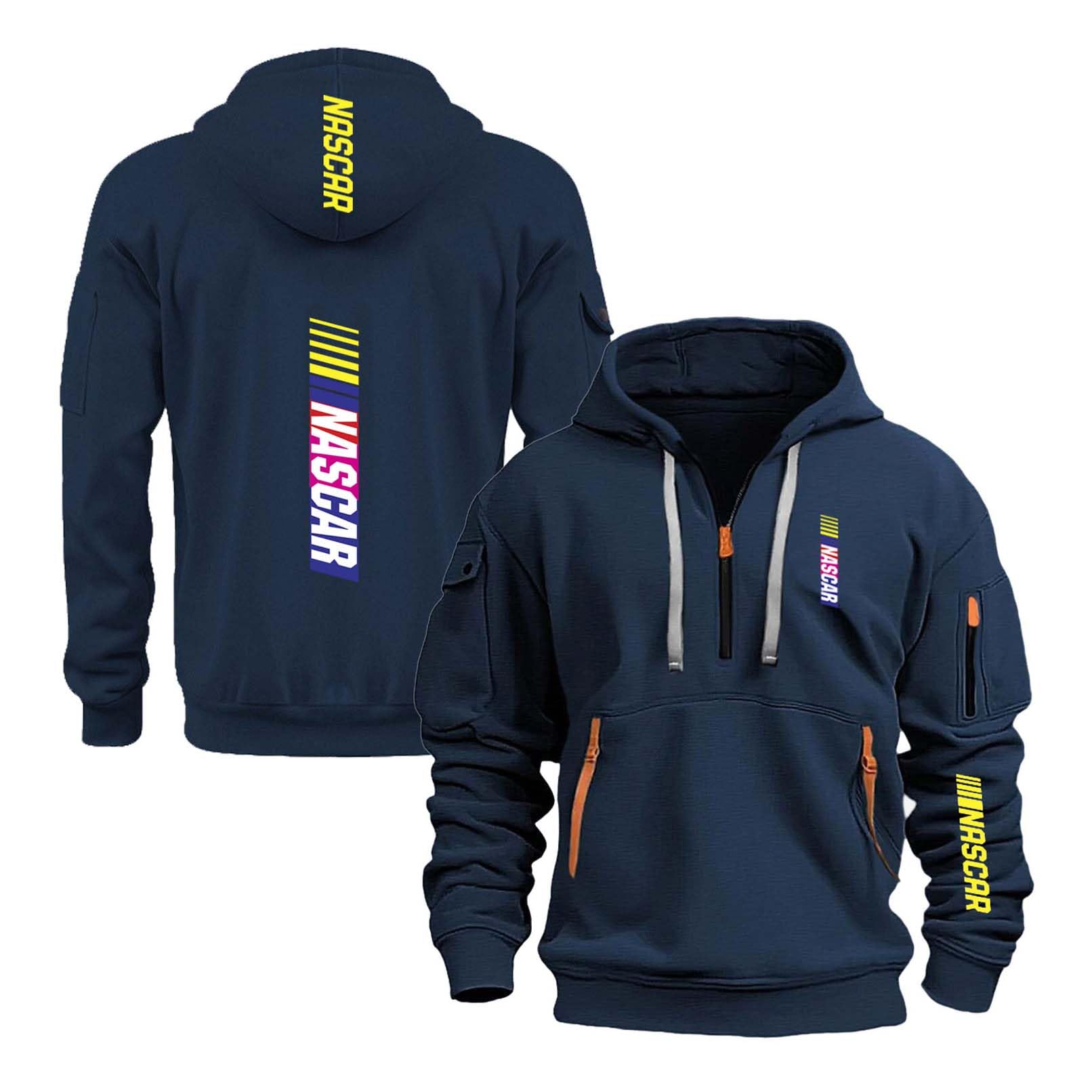 NXTBHDCW Men's Printed Hoodies Stareet Wear for N.A.SC.A.R Half Zip Coats with Pocket Outwear Cozy Tops Hoody Active Spring Autumn Jackets Long Sleeve Sweatshirt-SLanS||xx_l