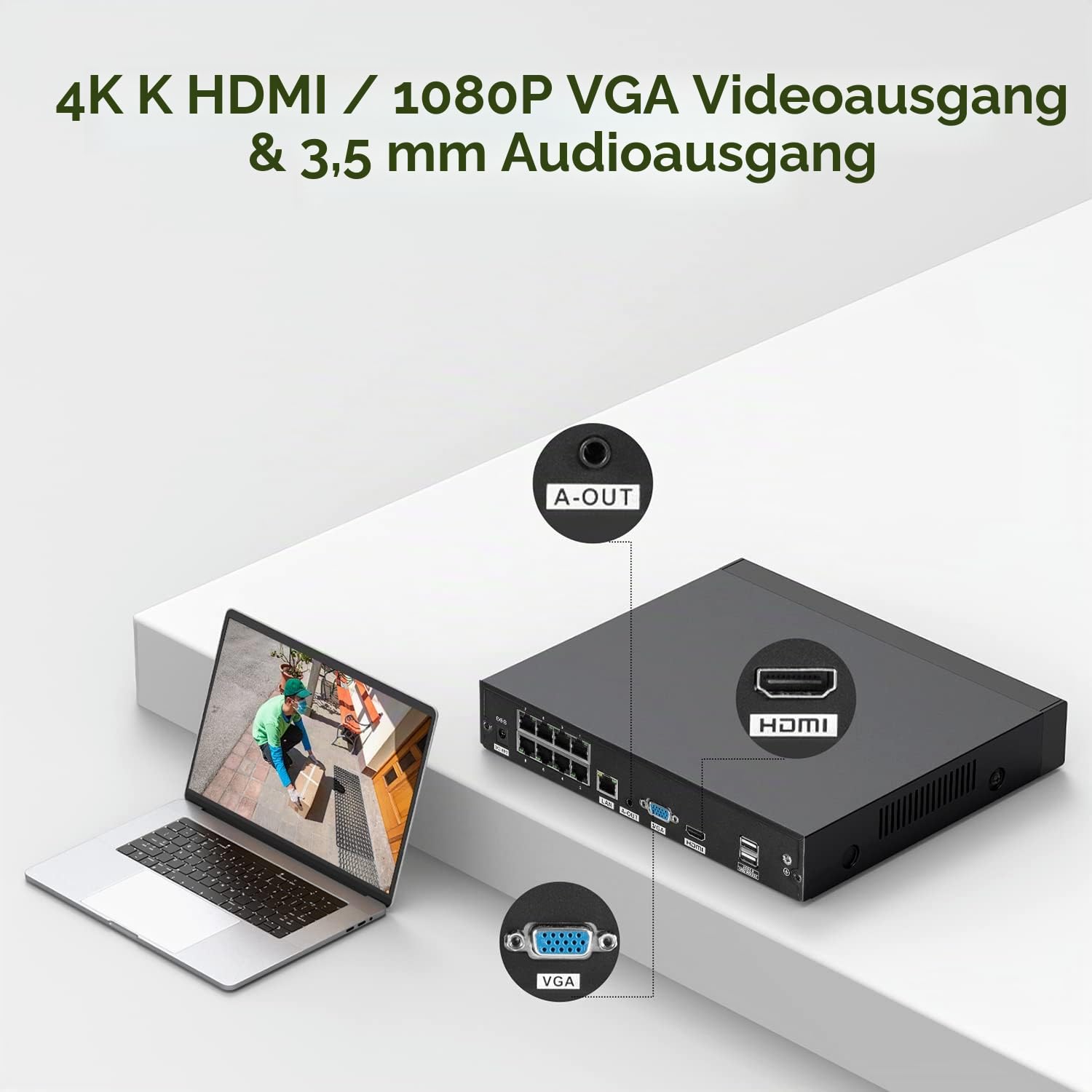 SANNCE 8CH 4K PoE NVR, 8MP CCTV Surveillance System Recorder, Video Surveillance Supports 8MP/5MP/4MP/1080p HD for IP Camera Indoor, Outdoor, Person Detection, No HDD