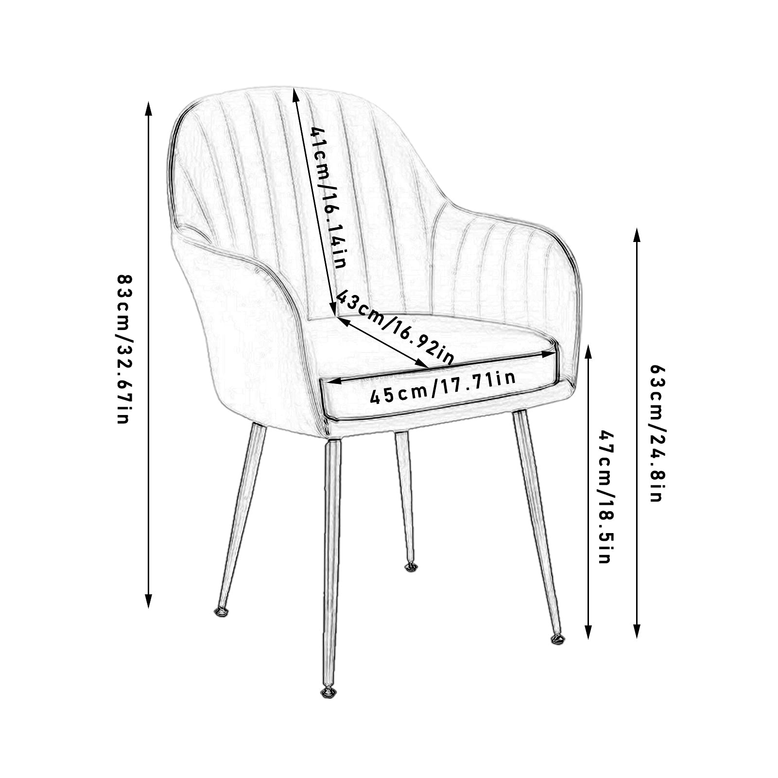 SJIALEN 1 Pcs Modern Dining Chairs, High Back Padded Velvet Living Room Chairs Metal Legs Lounge Apartment Balcony Armchair Kitchen Chair (Color : Blue)