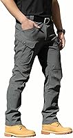FLYFIREFLY Men's Tactical Cargo Pants: Water Resistant Ripstop Quick Dry Hiking Work Pants with Multi-Pockets (No Belt)