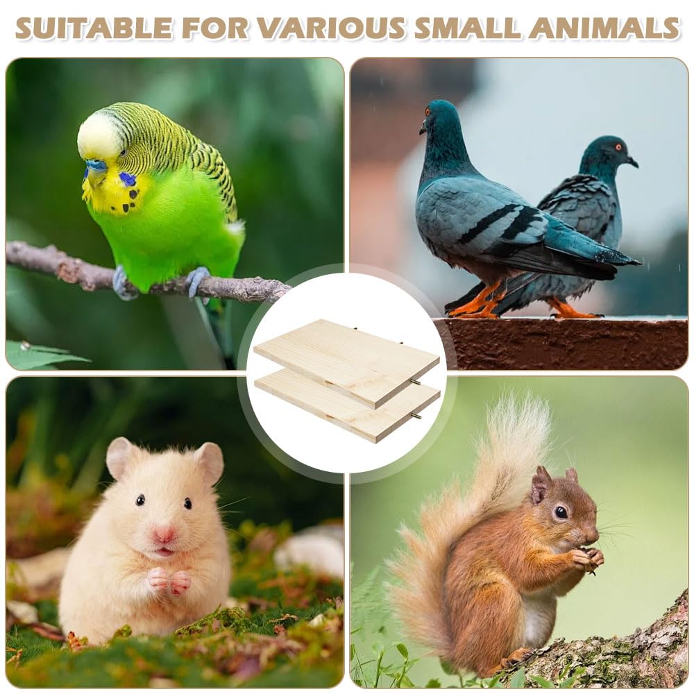 2 Stück Holz Plattform Kletterplattform Sitzbretter für Vögel Barsch Plattform Holzständer Rechteckig Sprungbrett Vogelplattform für Kleine Tiere, Chinchilla, Hamster, Papagei(33*20*1,2 cm)