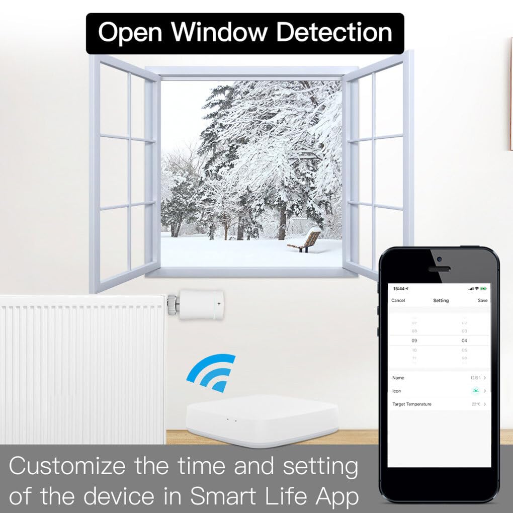 IOIUSKKU Válvula de Control remoto de aplicación de interruptor, ahorro de energía, tiempo programable, Smart Home ABS Doodle, válvula de radiador de calefacción inteligente para el hogar, blanco