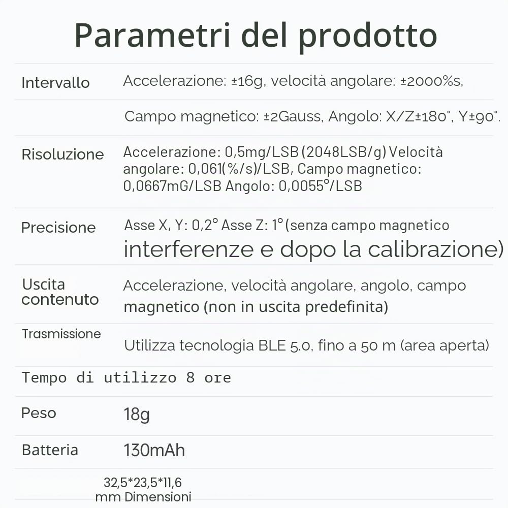 [Sensori di accelerazione Bluetooth 5.0] Sensore di inclinazione wireless a 9 assi WT901BLECL, accelerometro a 3 assi + giroscopio + magnetometro + inclinometro, sensore IMU MPU9250 Modulo