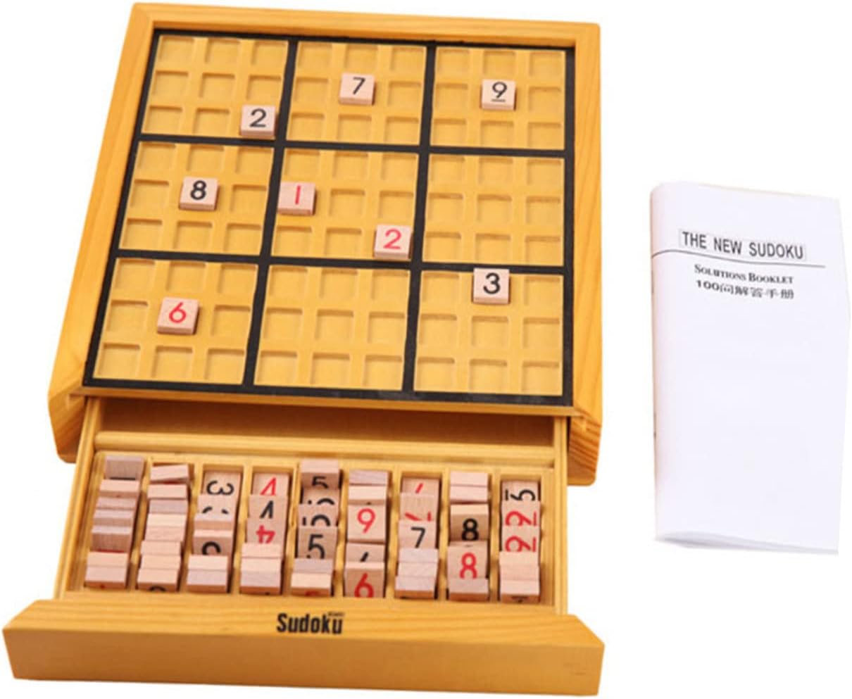 Wooden Sudoku Puzzle Board Game for Adults and Intellectual with Number Checkerboard for Logical Reasoning Training Creative DIY Party Playing Craft Design