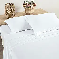 Jogo de Lençol 4 Peças 400 fios Algodão - Fio Egípcio - Aba Americana (Branco, CASAL)