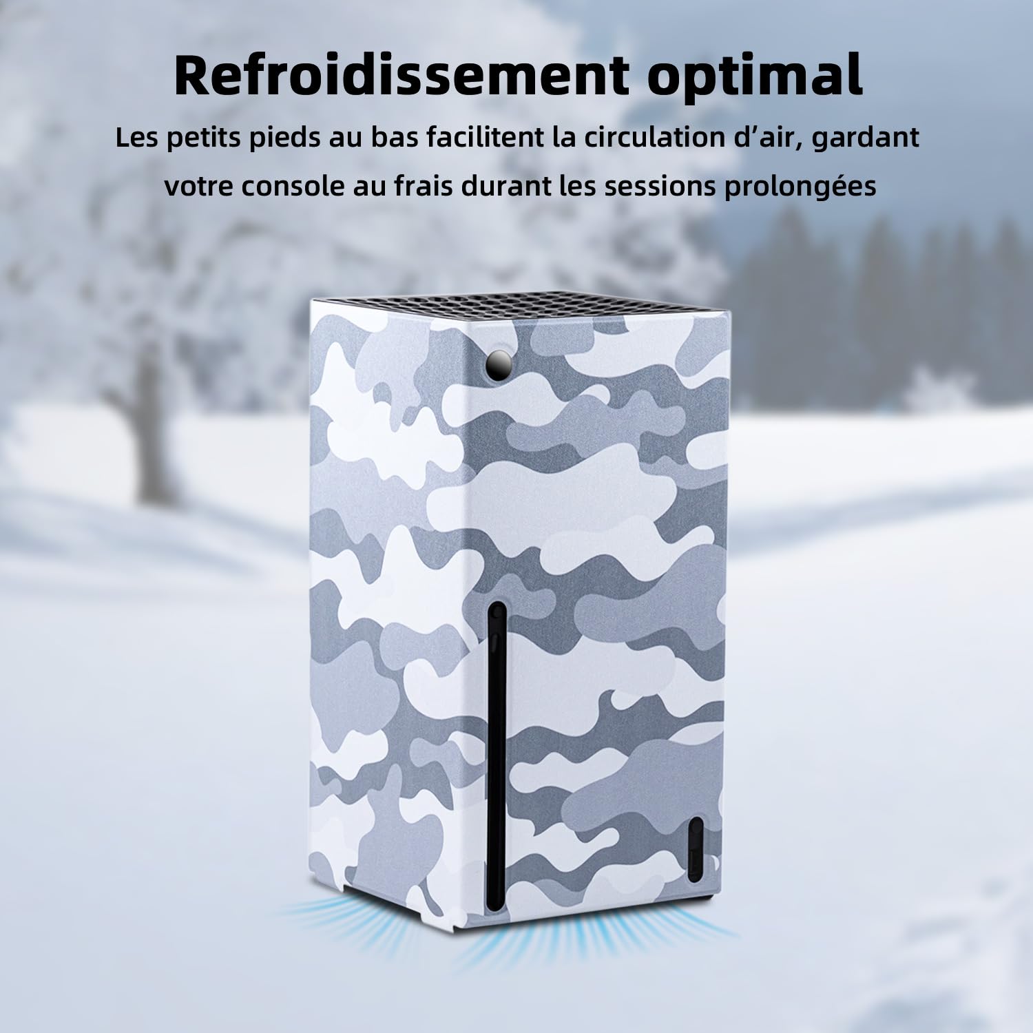Mcbazel Magnétique Smart Wraps de Protection pour Console Xbox Series X, Accessoires en Cuir PU de Qualité Supérieure et Doublure Intérieure Douce - Camouflage Gris