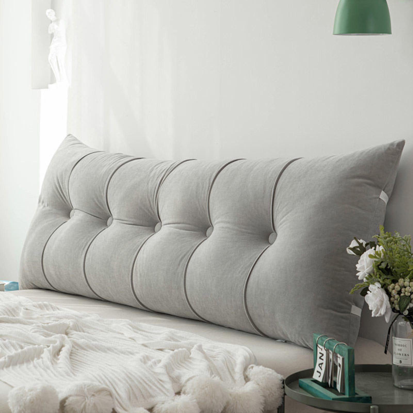 Cuscino A Cuneo Triangolare Removibile Cuscino Da Lettura Testiera Schienale Testiera Traspirante Cuscino Lombare A Cuneo Sostegno Posizionamento Bolster Per Camera Divano Letto,M,120*50*20cm