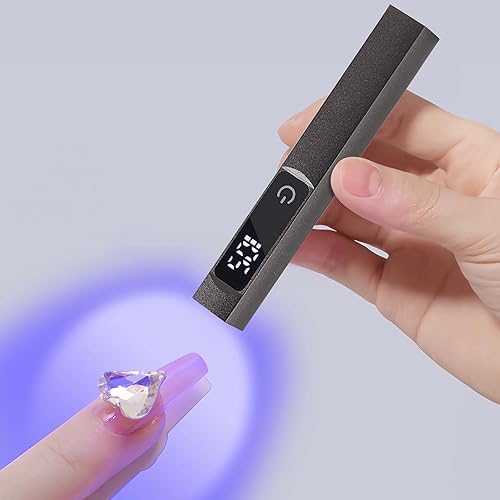 Mini lámpara LED UV para uñas de gel, luz UV de mano mejorada 2.0, mini lámpara de uñas LED USB para secado rápido con pantalla táctil, luz UV