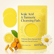 Turmeric & Kojic Acid Cleansing Pads for Dark Spots & Acne | Skin Brightening Exfoliating Face Pads with Vitamin C & B5 | Foaming Glow Booster for Hyperpigmentation, Uneven Skin Tone | All Skin Types | 60 Pcs (Pack of 1)