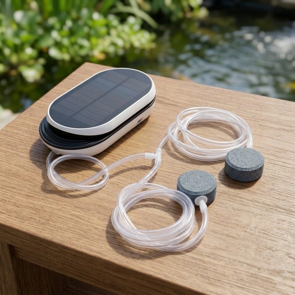 Bomba de Oxígeno Solar 3600mAh Silenciosa Acuario