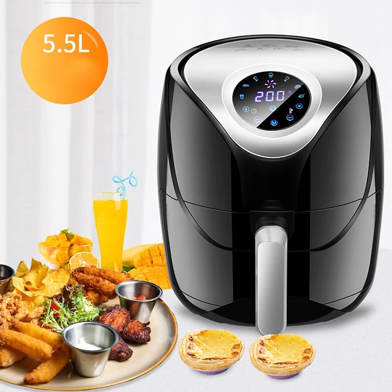 Air Fryer 5 QT Electric Hot Oven Oilless Cooker LCD Digital Touch Screen Nonstick Detachable Basket Temperature Control 7 Presets