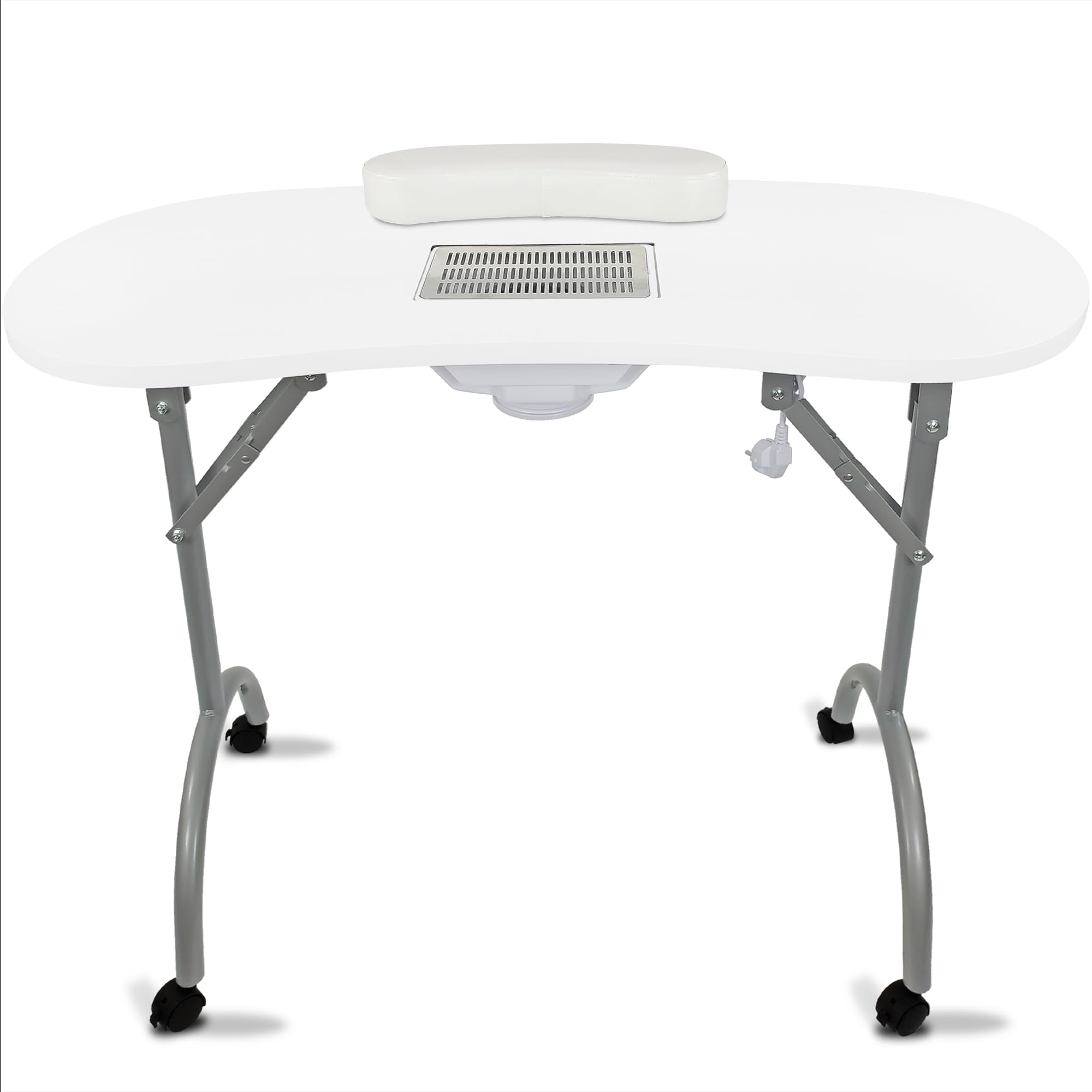Beltom® Tavolo Manicure Professionale Pieghevole con ASPIRATORE, Cuscino POGGIAPOLSI E Borsa - PESA Solo 12 kg - Dimensioni 98x44x77 CM - RICOSTRUZIONE Unghie Estetista Nail Art ONICOTECNICA-Bianco