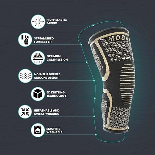 Vista 46 de Modvel - Rodillera de compresión para mujeres y hombres, paquete de 2 rodilleras para correr, rodillera de compresión, rodilleras deportivas para a