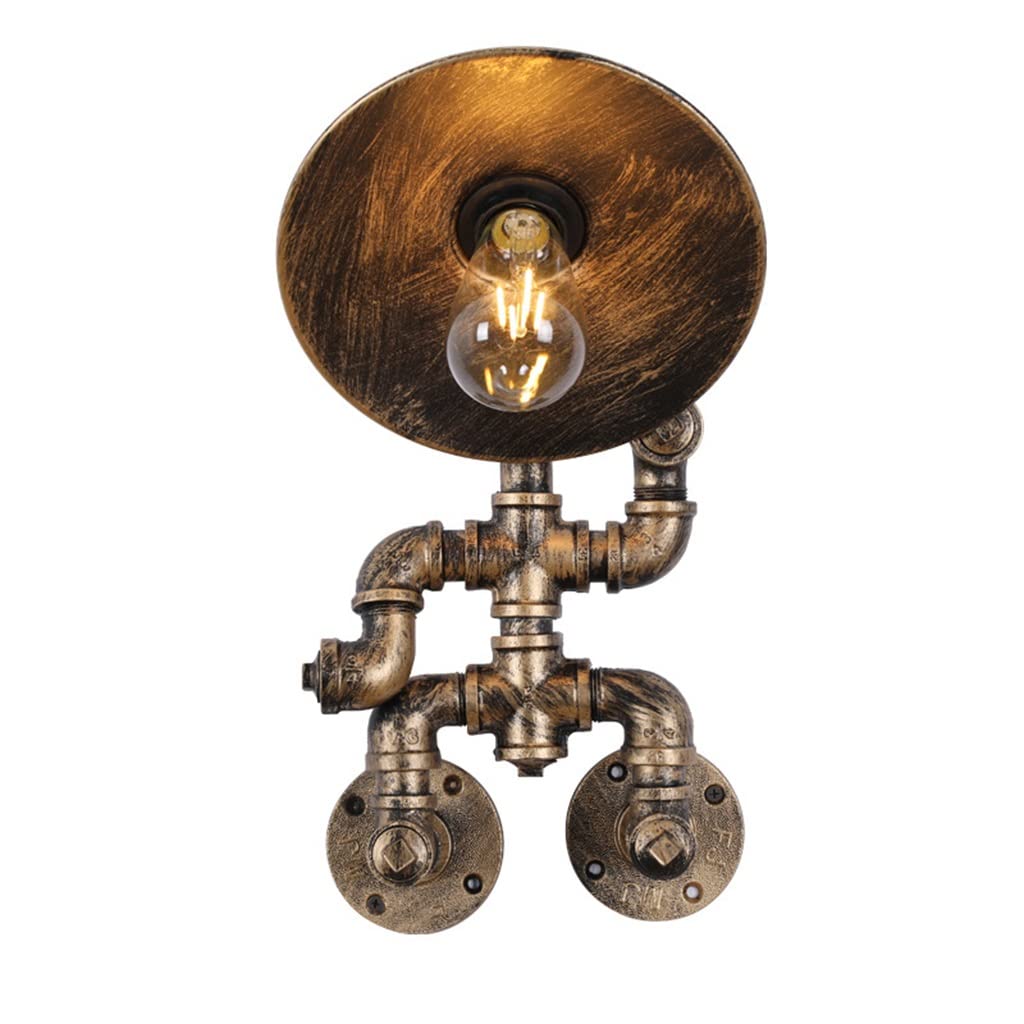 AHTCPOVintage Industrial Iron Water Pipes Wall Sconces, Creative Personality Robotics Wall Light Fixtures, Rustic Wall Mounted Lamp for Restaurant Coffee Shop Bar