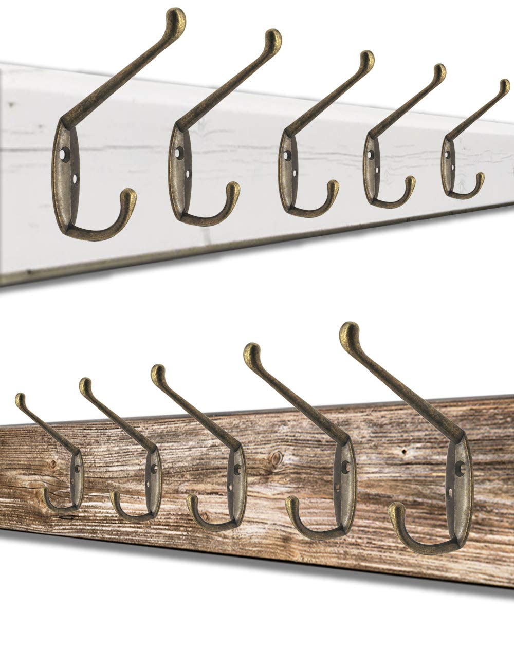 Ganci Per Guardaroba Vintage In Ferro - Set Da 6 Pezzi, Doppi, Per Asciugamani E Cappelli - Foto 4