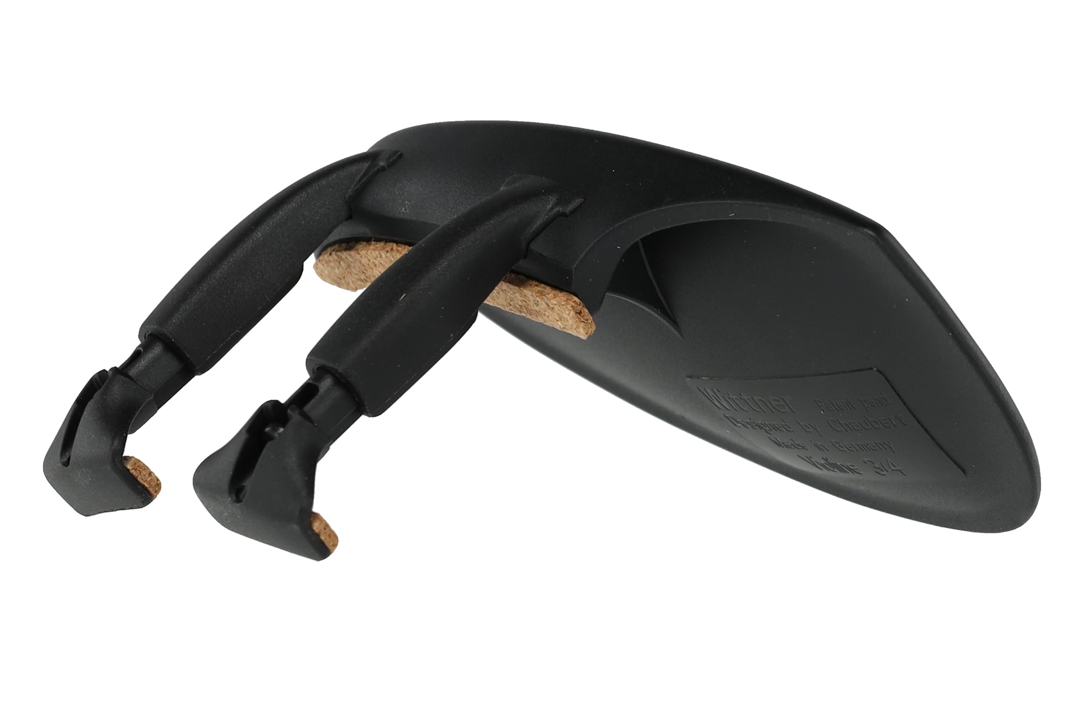 Wittner poggiaspalla, poggiaspalla laterale violino 3/4, plastica high-tech, anatomicamente sagomato, testato per allergie, con cacciavite, nero, Made in Germany, 250121