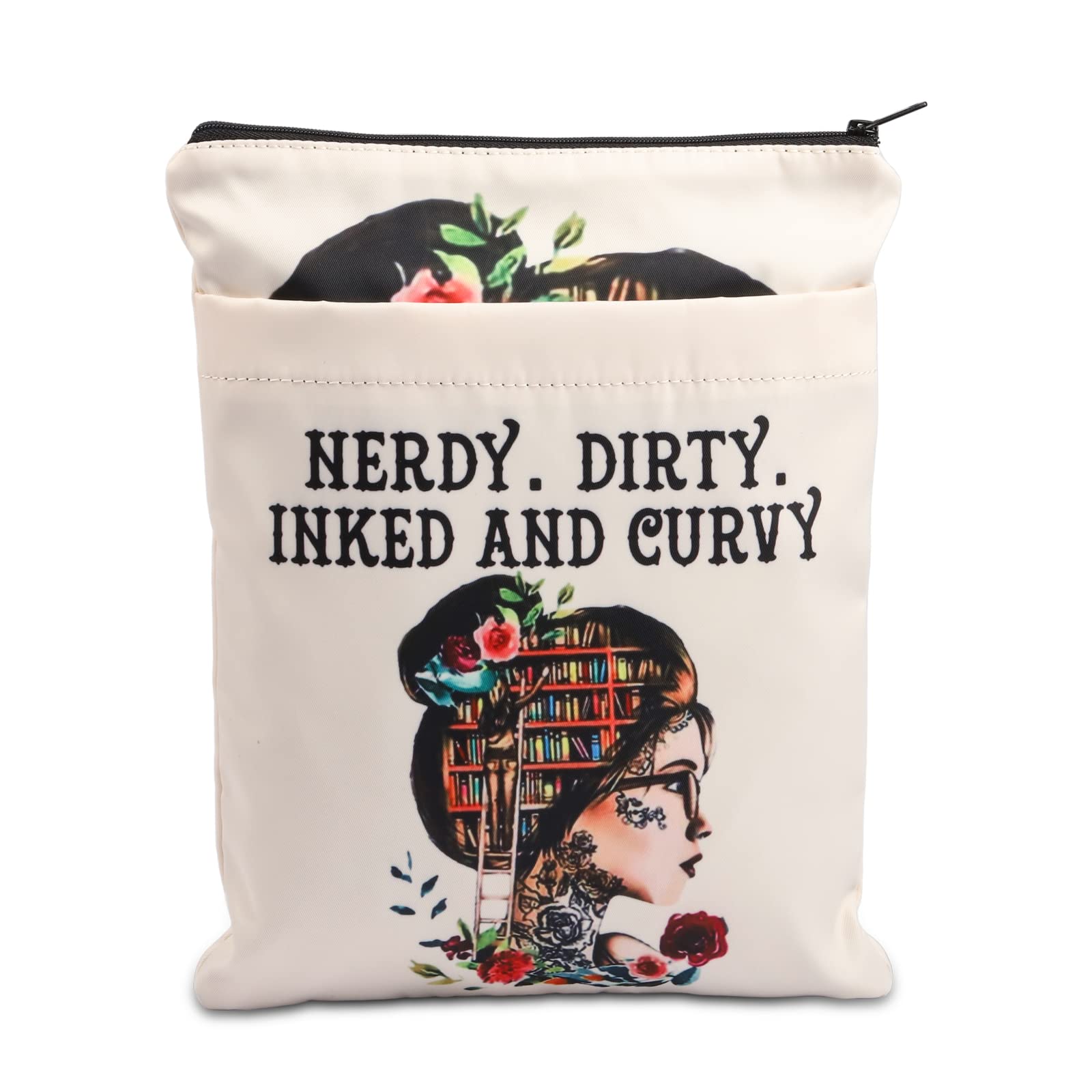 KEYCHINReading Lover Book Sleeve Book Club Librarian Gifts Nerdy Dirty Inked and Curvy Book Cover Book Lover Gifts Book Covers for Paperback (Nerdy Dirty BS-Bl)