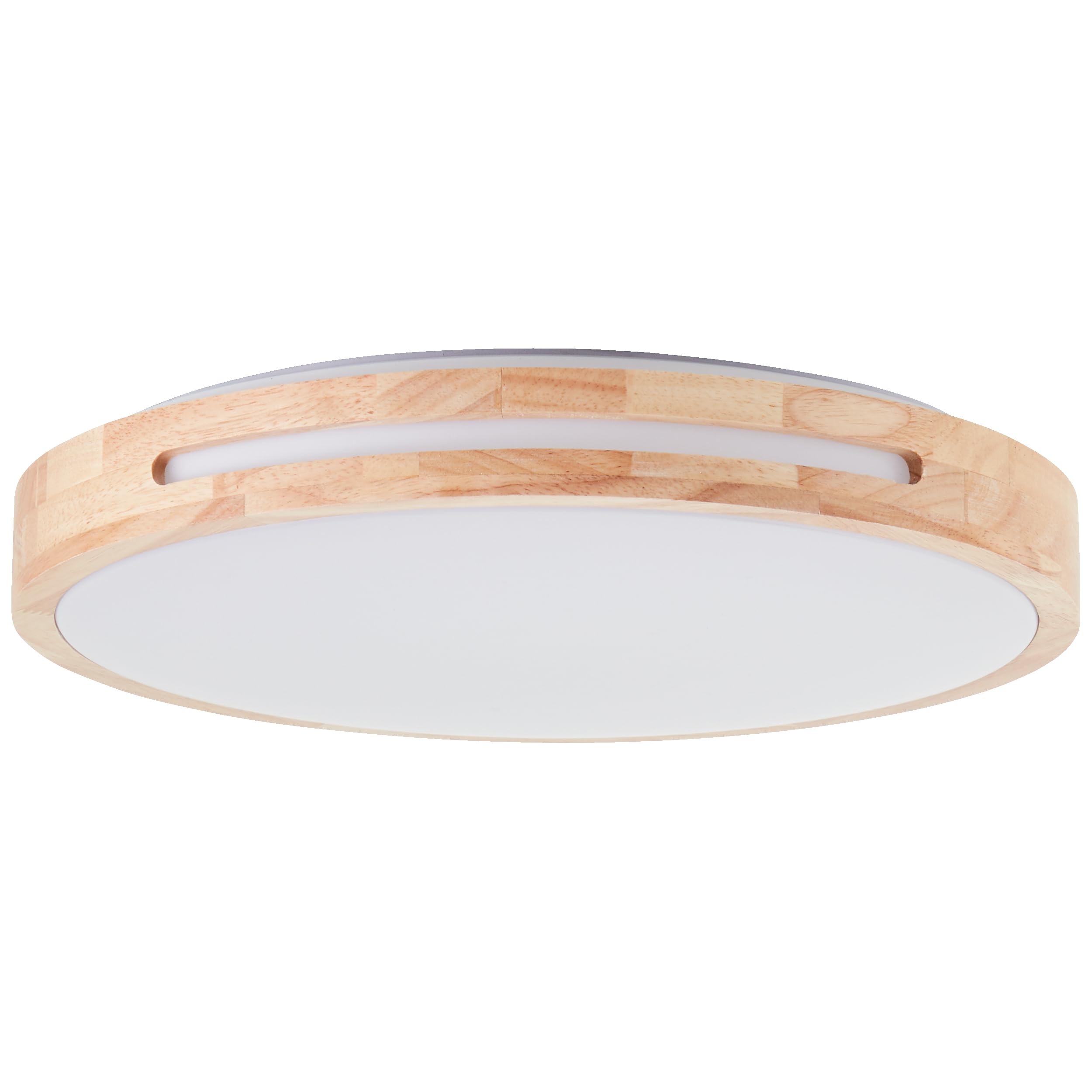 Lightbox Aplique y plafón LED regulador de intensidad de 3 pasos y marco de madera marrón claro de árbol de caucho y color de luz blanco cálido (3000 K) | Ø 39 cm | 24 W | 2100 lm | fabricado en