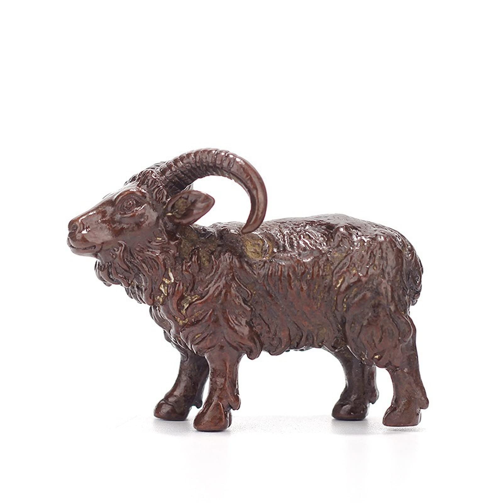 NGDFGR Handmade Brass Goat Figurine, Bronze Feng Shui Zodiac Sheep Statue Cattle Sculpture Study Entrance Decor Craft Collection Ornament