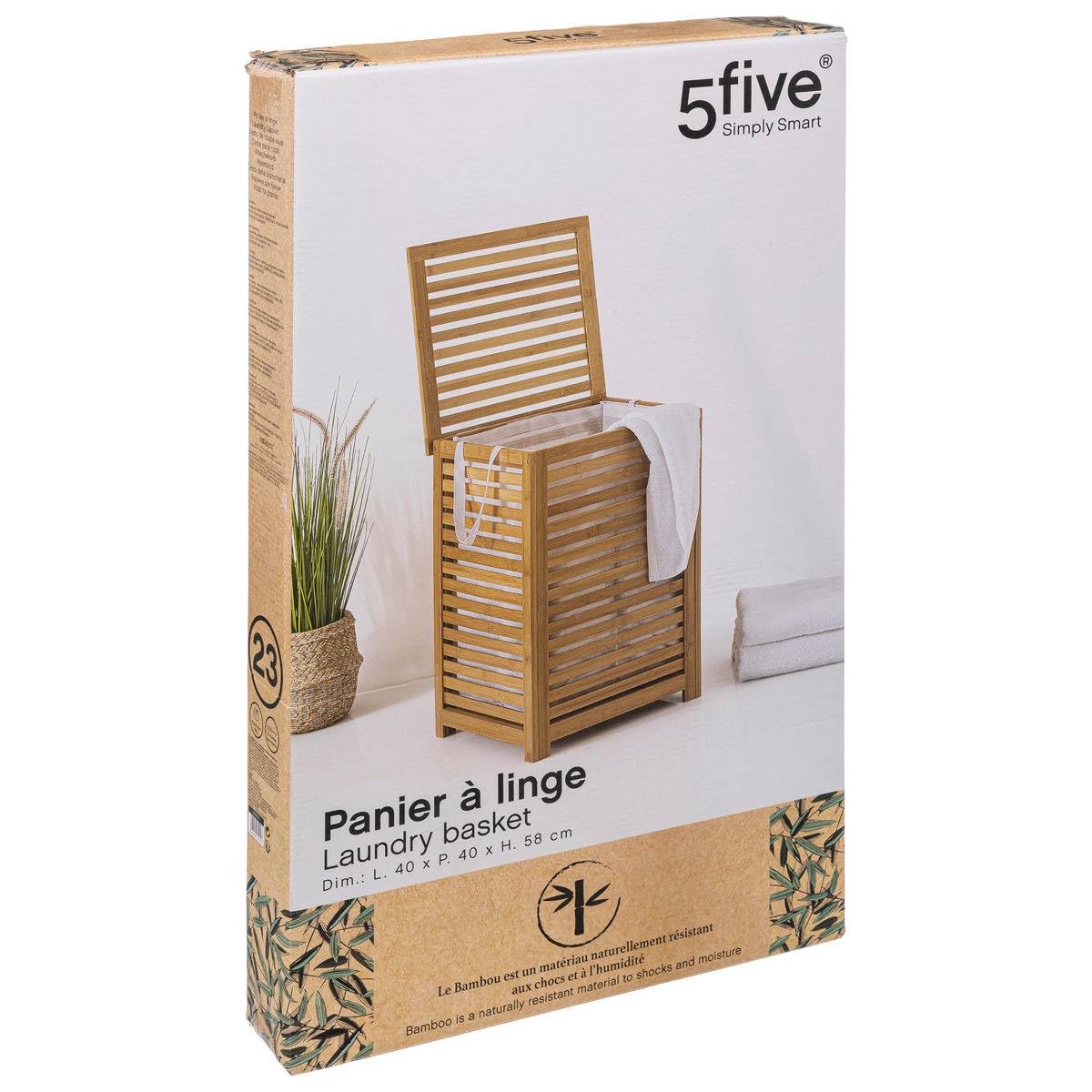 Cesto portabiancheria 65L Bambù Sicela - 5 five simply smart
