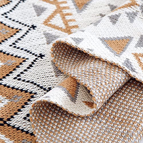 Domoku Navajo Throw Blanket, Boho Knitted Tassel Vintage Throw Blankets, Soft Lightweight Farmhouse Decorative ?Throw Blanket For Sofa Couch Bed And Living Room- All Seasons (50X60 Inch) #TOP3