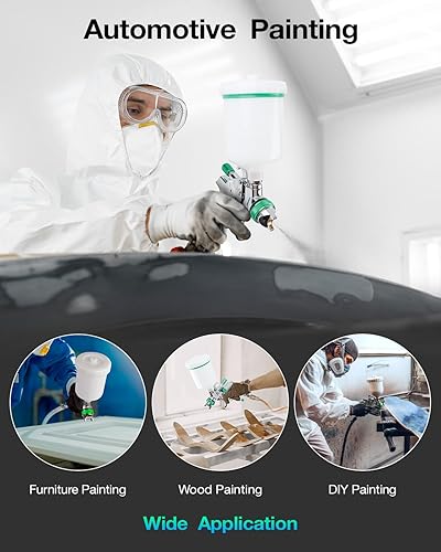 Miniatura 6 de YUZES HVLP - Kit de pistola pulverizadora con boquillas de 1.41.70.079 in y filtro de aire con medidor de presión, pistola de pintura en aerosol